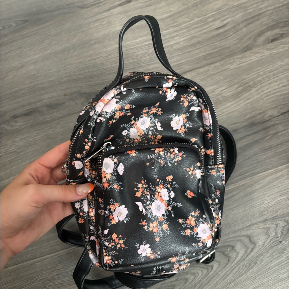 Floral Black Backpack